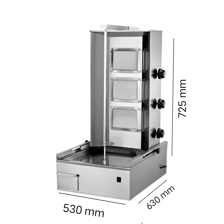 Gas Shawarma Machine 3 Burner with Auto Rotating Rod — view 2