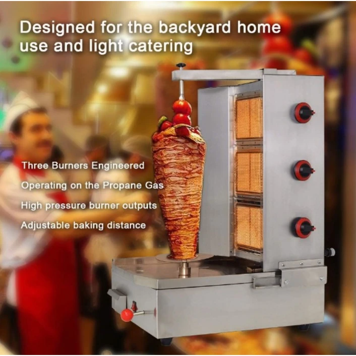 Gas Shawarma Machine 3 Burner with Auto Rotating Rod — view 5