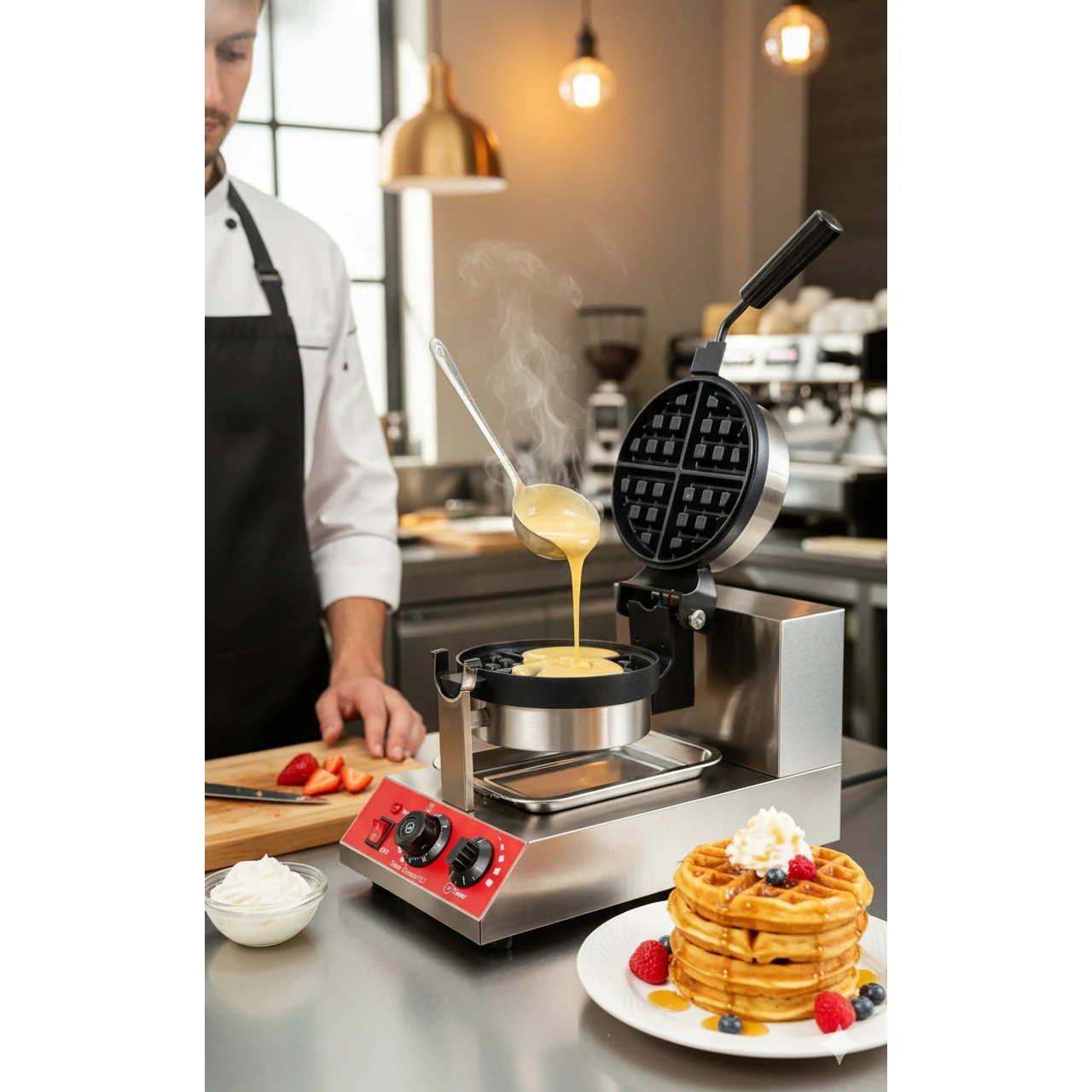 Electric Round Rotating Waffle Maker — view 3