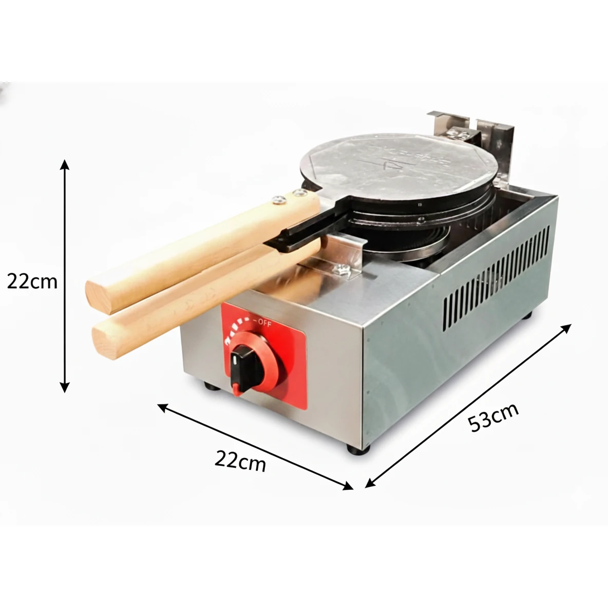 Gas Round Rotating Bubble Waffler Maker with Long Wooden Handle — view 3