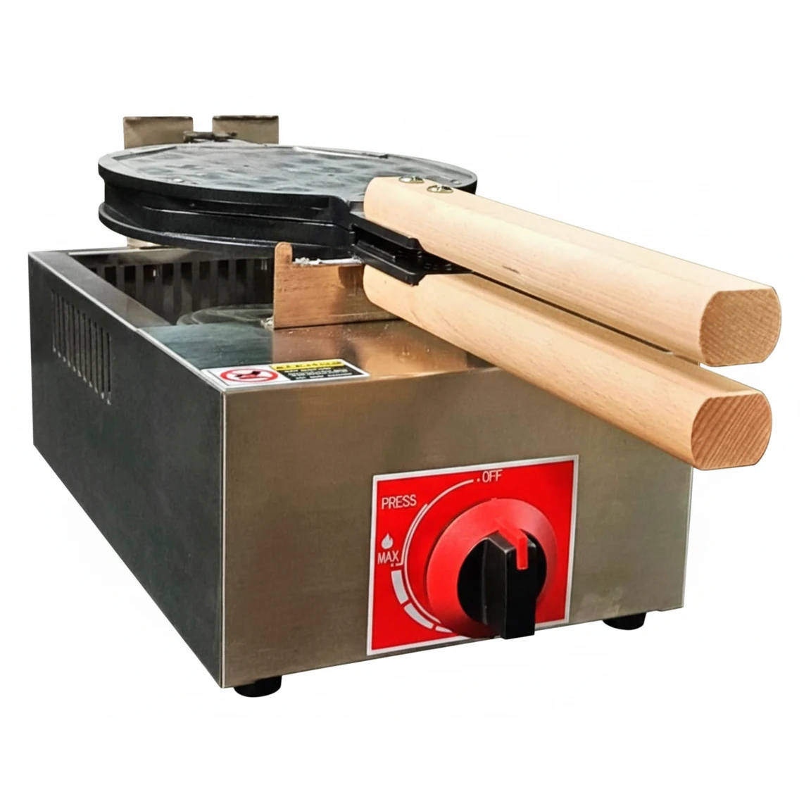 Gas Round Rotating Bubble Waffler Maker with Long Wooden Handle — view 5