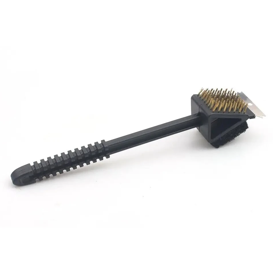 Black BBQ Grilll Triangle 2 Sided Brush Medium 36cm