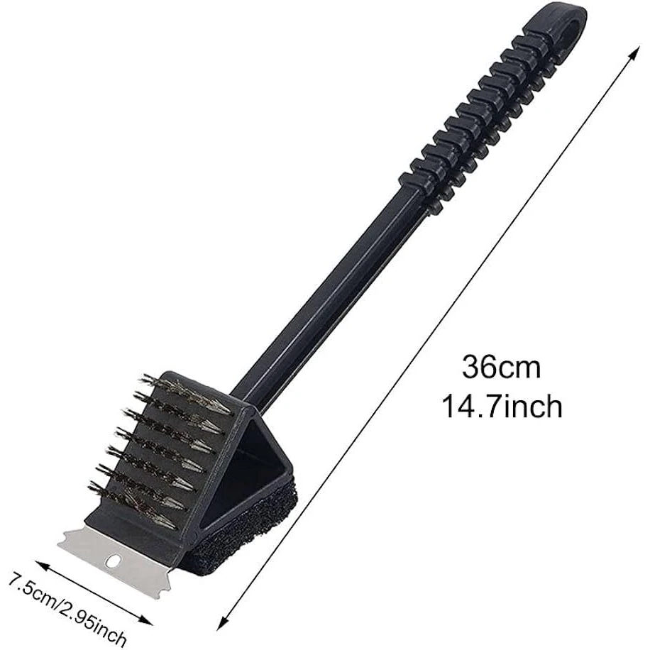 Black BBQ Grilll Triangle 2 Sided Brush Medium 36cm — view 2