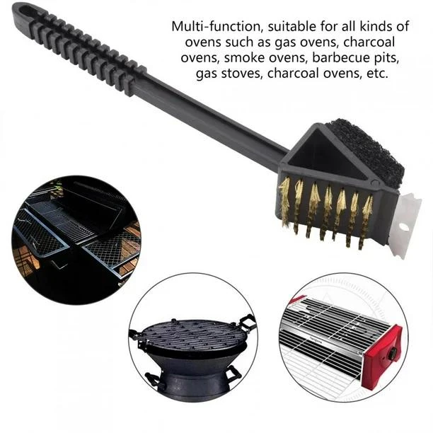 Black BBQ Grilll Triangle 2 Sided Brush Medium 36cm — view 4
