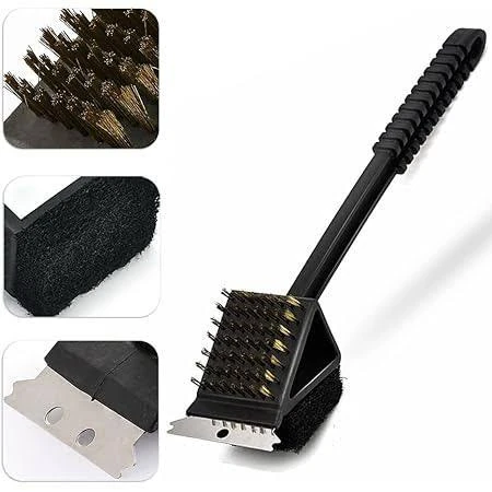 Black BBQ Grilll Triangle 2 Sided Brush Medium 36cm — view 5