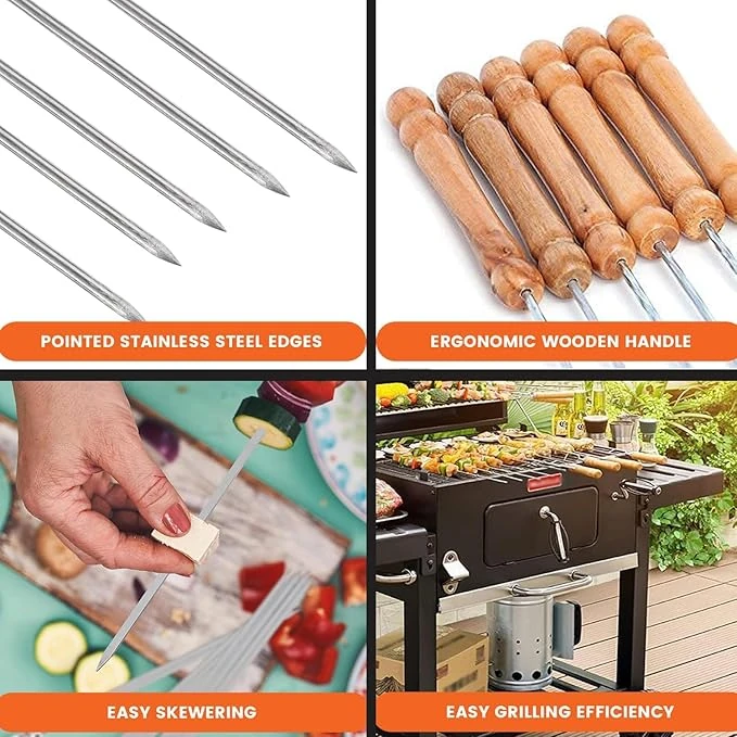 MS Wooden Handle BBQ Skewers/Sticks- 16" — view 5