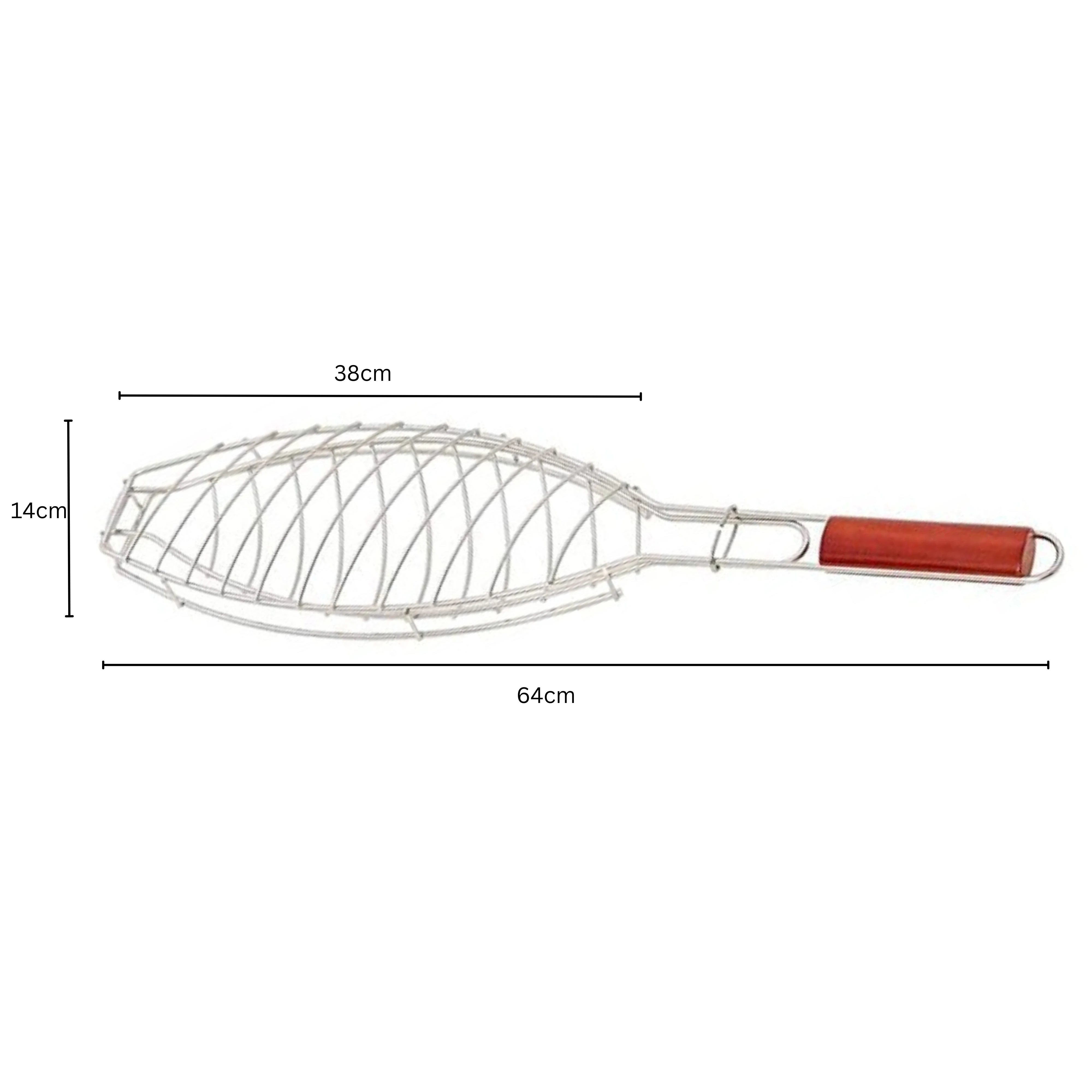 Wooden Handle MS BBQ Grill Net (Grill Area: 38x14cm) - Oval — view 2
