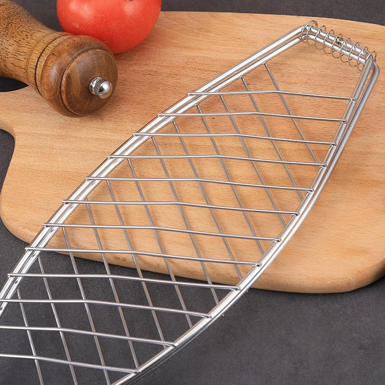 Wooden Handle MS BBQ Grill Net (Grill Area: 38x14cm) - Oval — view 6