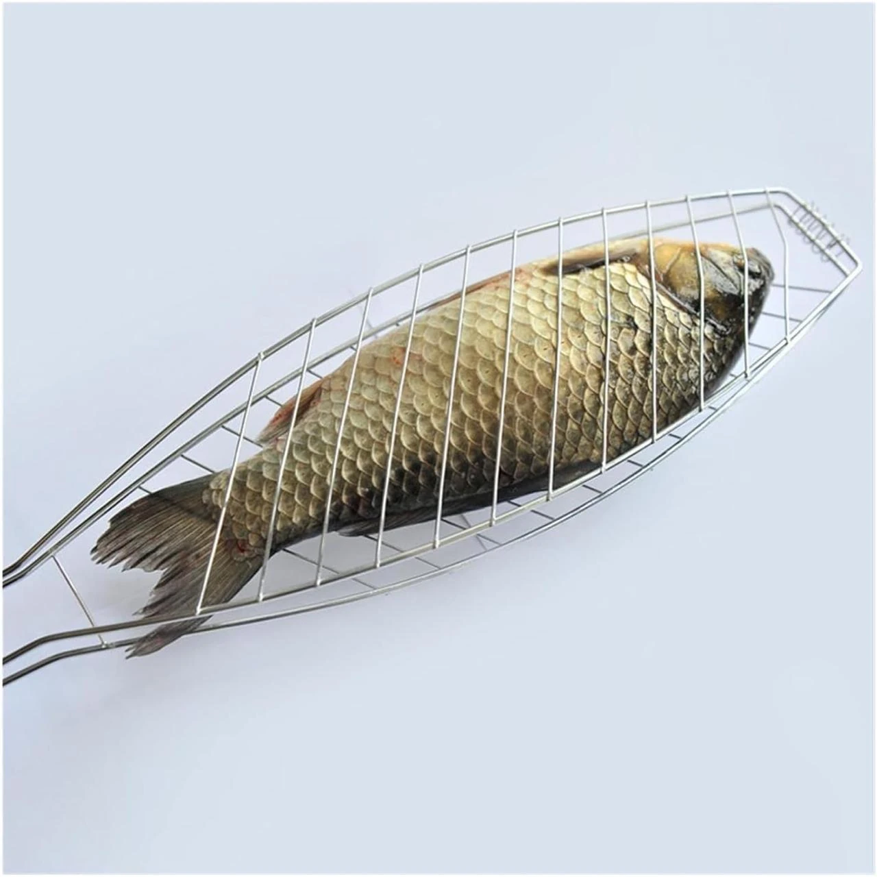 Wooden Handle MS BBQ Grill Net (Grill Area: 38x14cm) - Oval — view 7