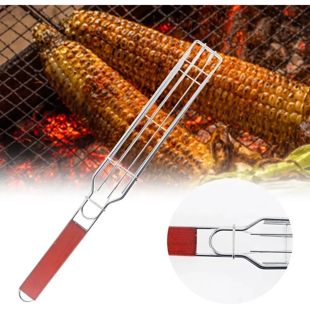 Wooden Handle MS BBQ Grill Net - Corn Shaped — view 8