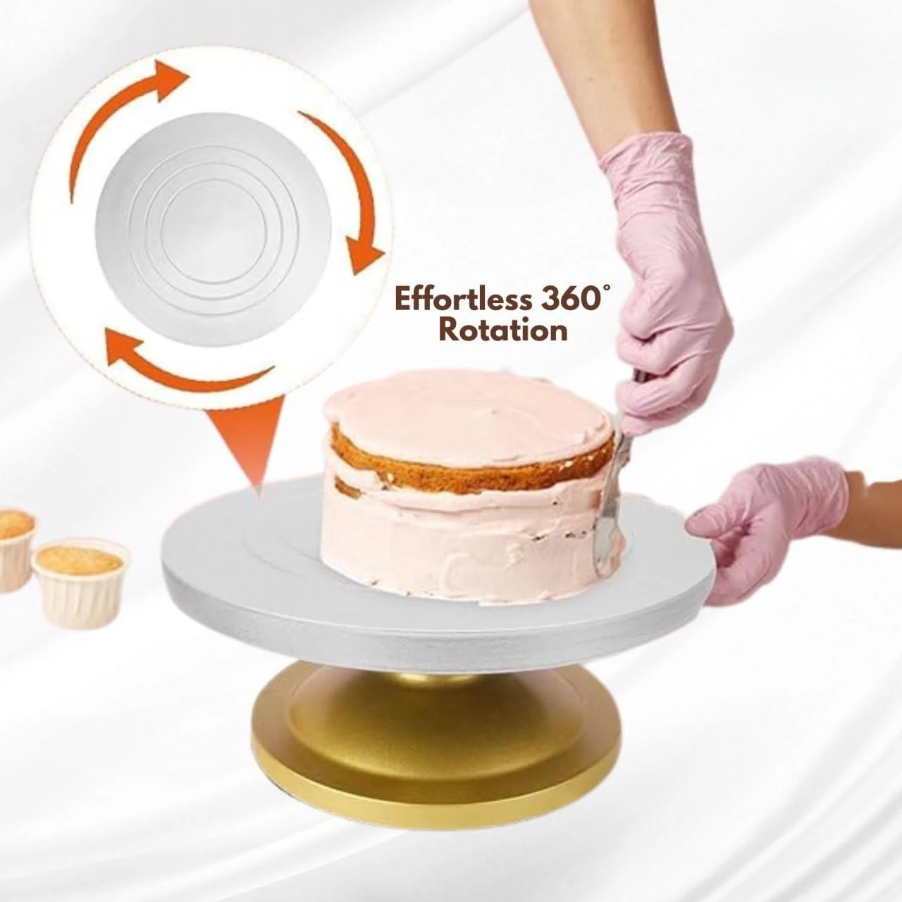 Smooth Rotating Cake Stand - Fibre Top — view 3