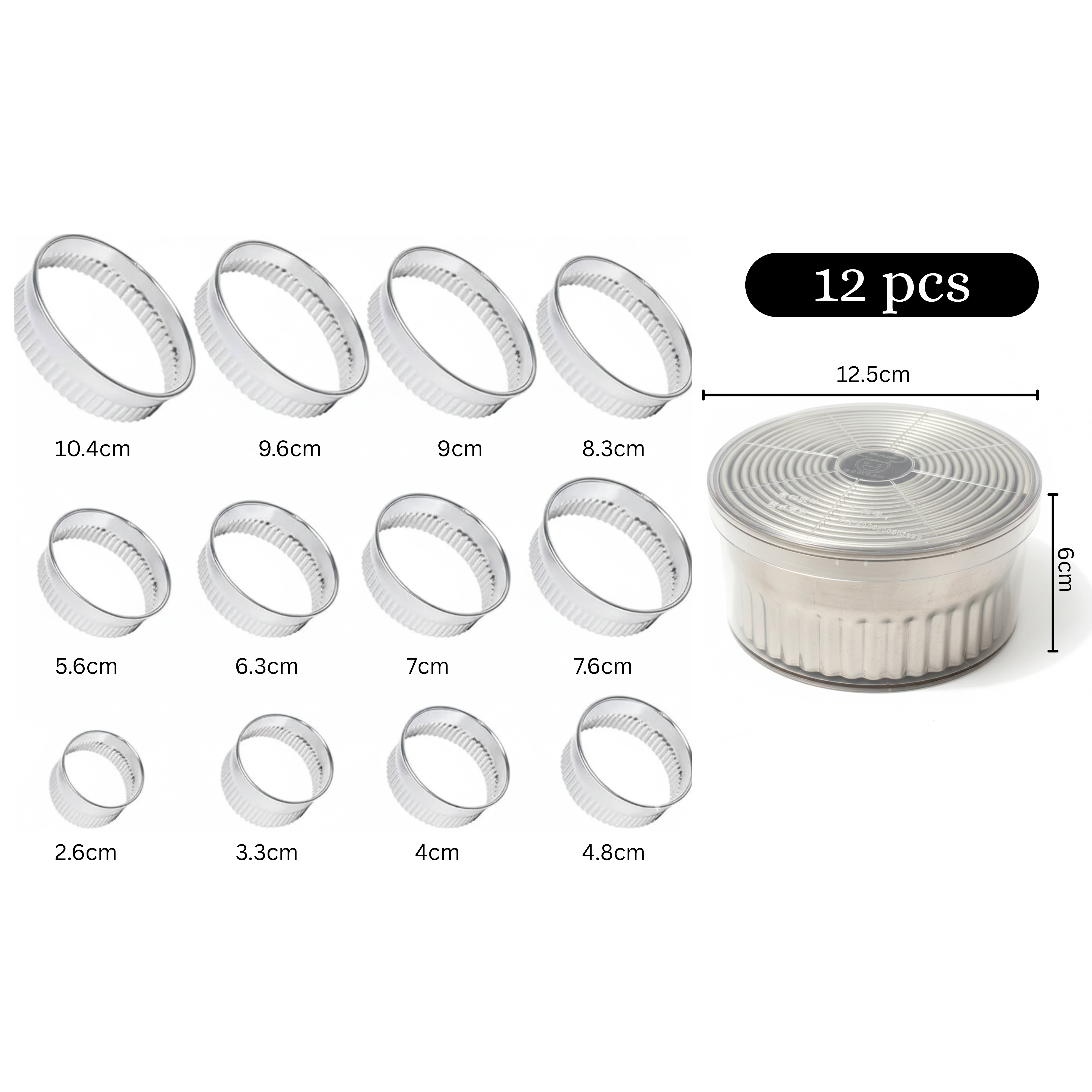 SS Heavy Cookie Cutter Round with Teeth 12pp — view 2