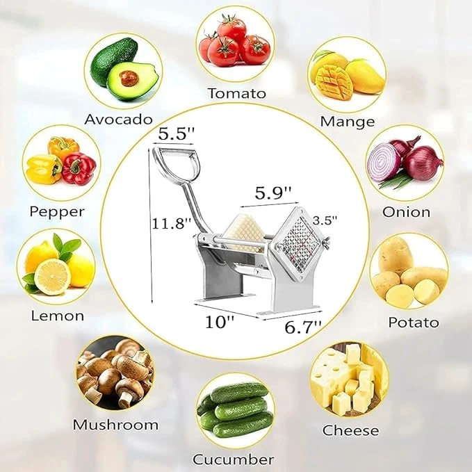 Aluminium Wall Mounted French Fries Cutter with Multiple Blade Attachments — view 2