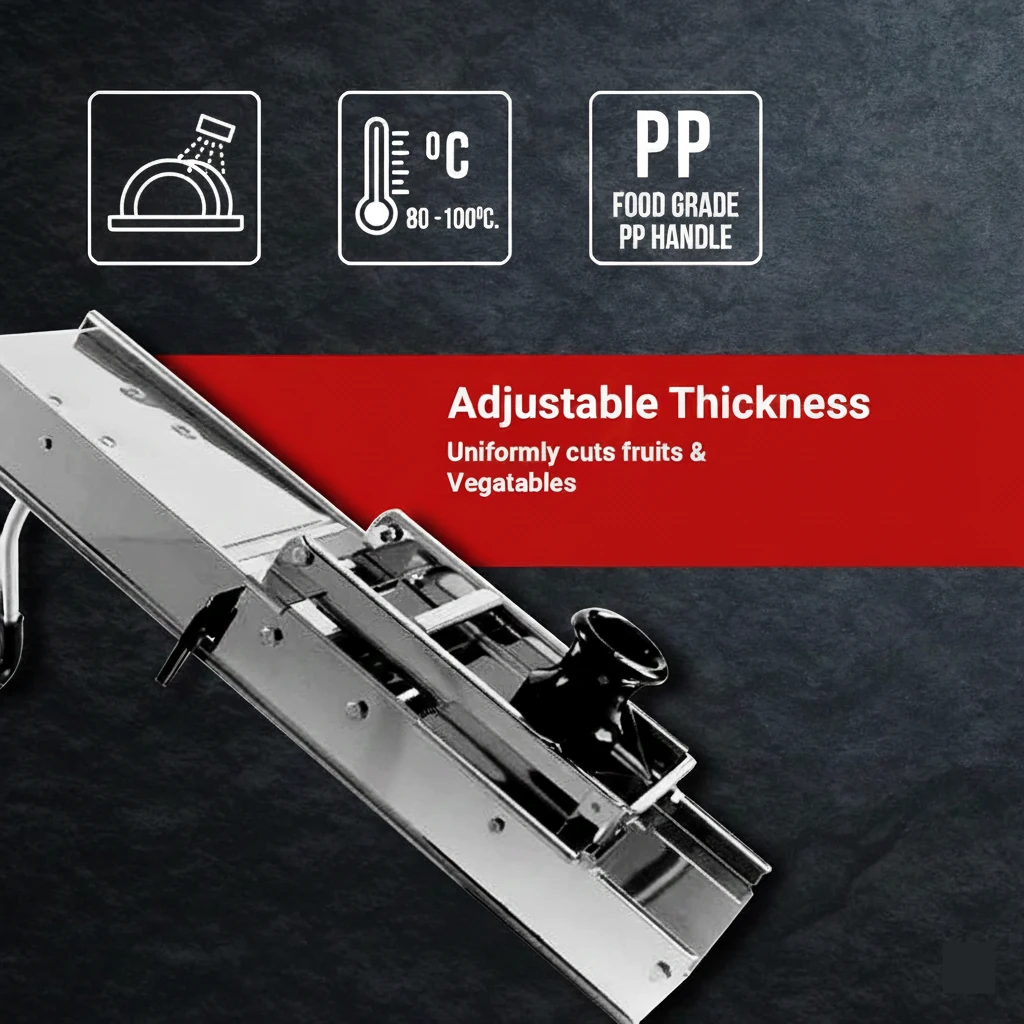 SS Super Heavy Mandoline Slicer for Slicing Vegetables with 3 Blades & 1 Plastic Container — view 6