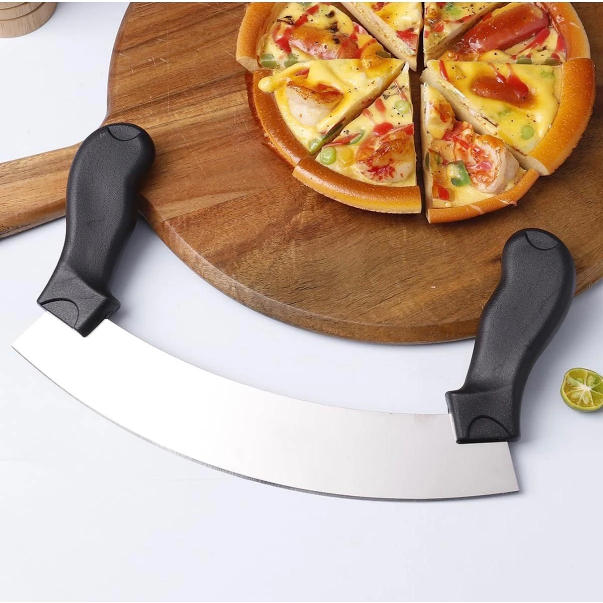 Black Handle with SS Blade Half Moon Pizza Cutter — view 8
