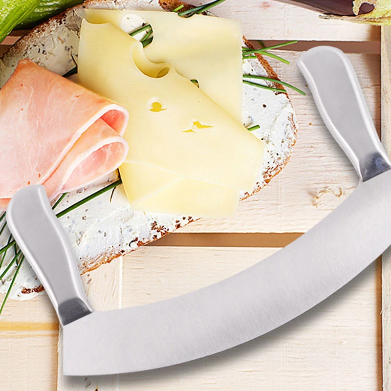 Full SS Half Moon Pizza Cutter — view 4
