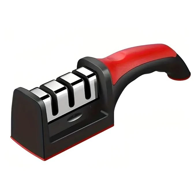 SS Knife Sharpener 3 Slot with Plastic Handle