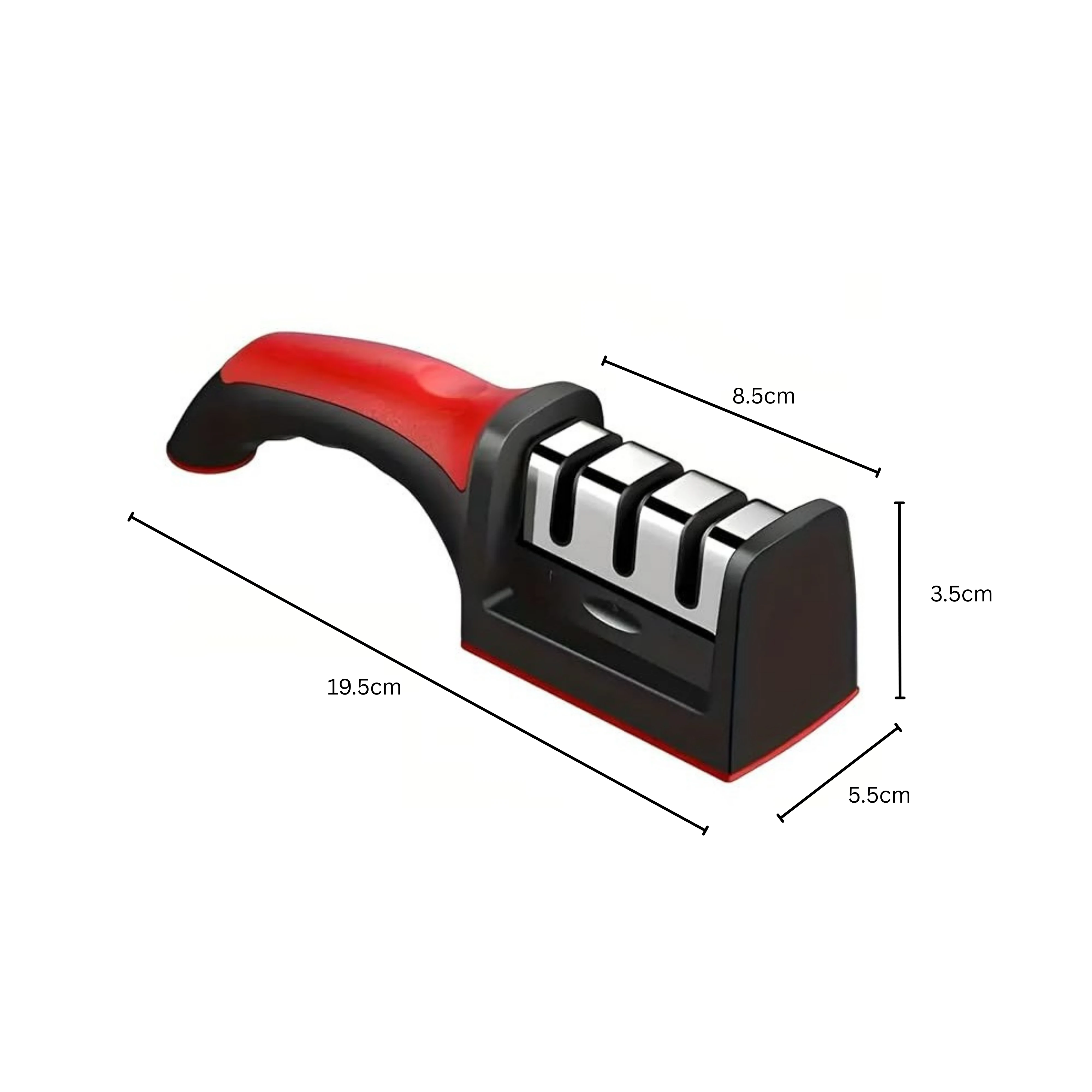 SS Knife Sharpener 3 Slot with Plastic Handle — view 2