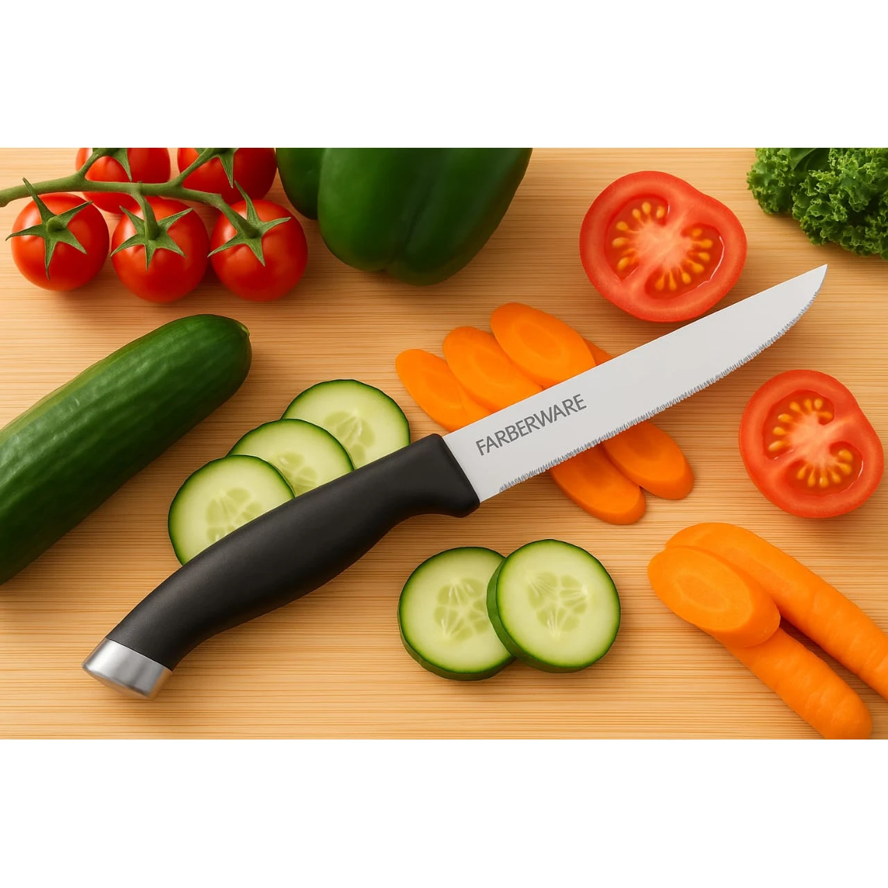 Plastic Handle Kitchen Knife with Teeth - 9" — view 4