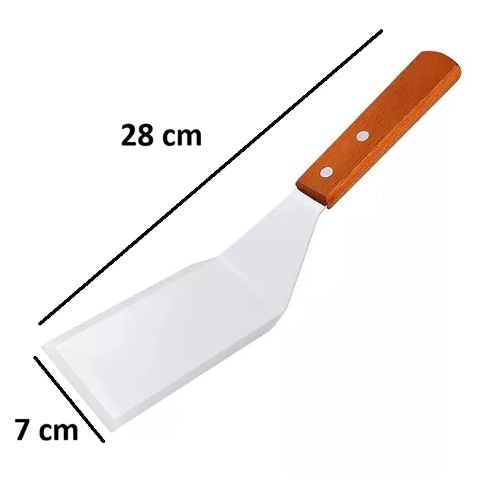 Wooden Flat Handle SS Rectangle Lifter Plain - No.24 — view 2