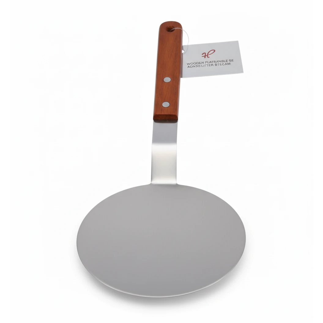 Wooden Flat Handle SS Round Lifter 6” — view 5