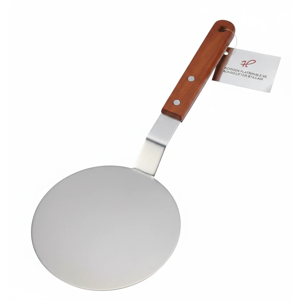 Wooden Flat Handle SS Round Lifter 6” — view 8