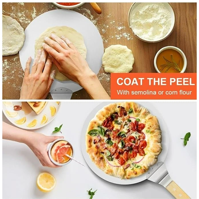 Wooden Flat Handle SS Round Pizza Lifter 10” — view 5