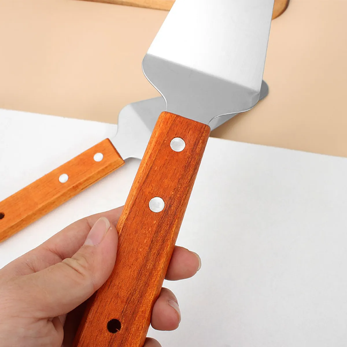 Wooden Flat Handle SS Triangle Lifter Plain - No.147 — view 5