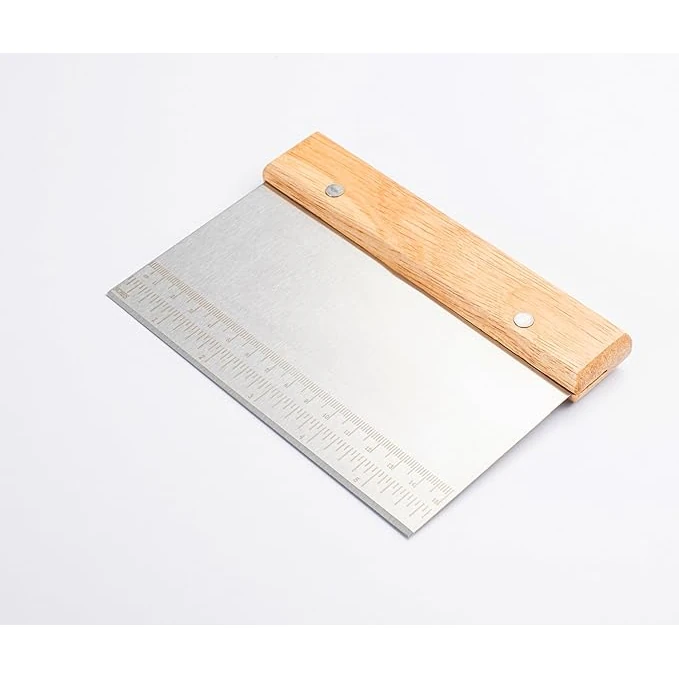 Wooden Handle Dough Scrapper with Markings 15cm