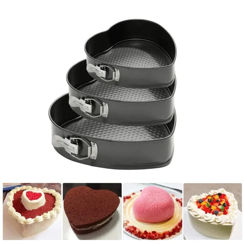 Heart Teflon Coated Cake Mould 3pc/set with 7cm Depth - 20,22,24cm Long — view 3