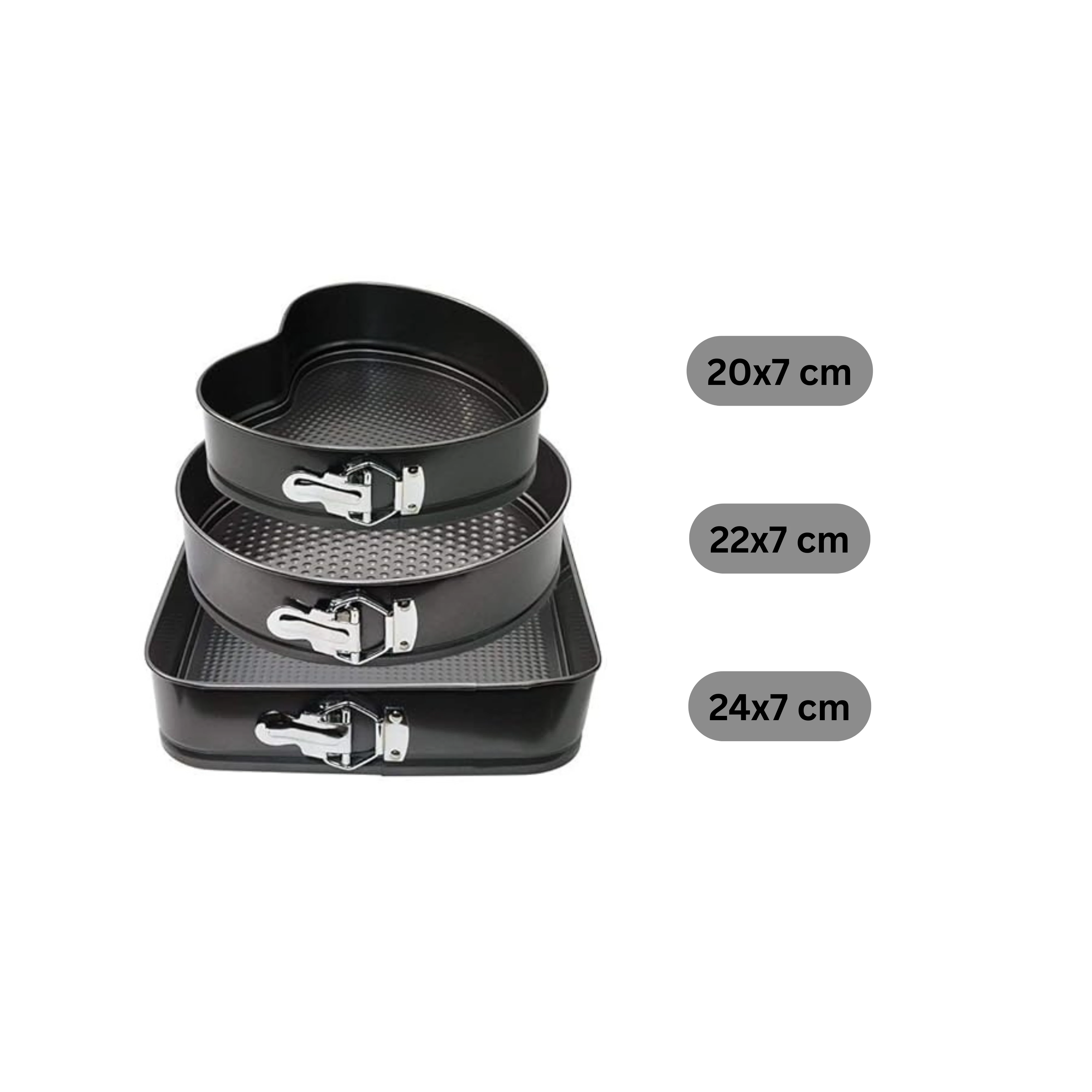 Mix Teflon Coated Cake Mould 3pc/set with 7cm Depth - 20,22,24cm — view 2