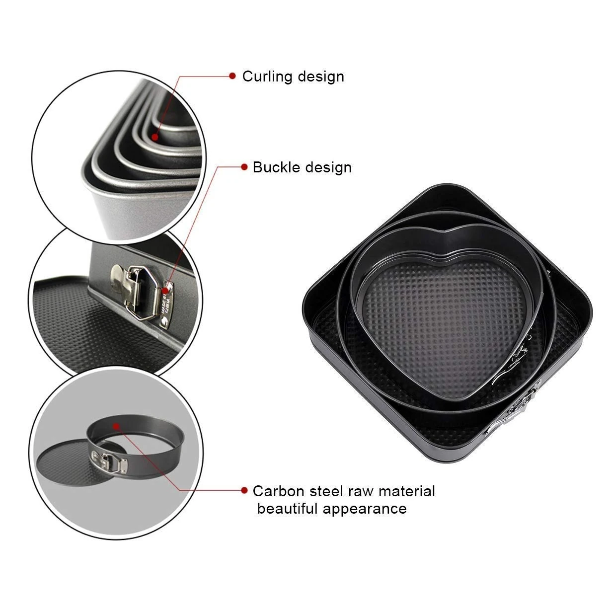 Mix Teflon Coated Cake Mould 3pc/set with 7cm Depth - 20,22,24cm — view 6