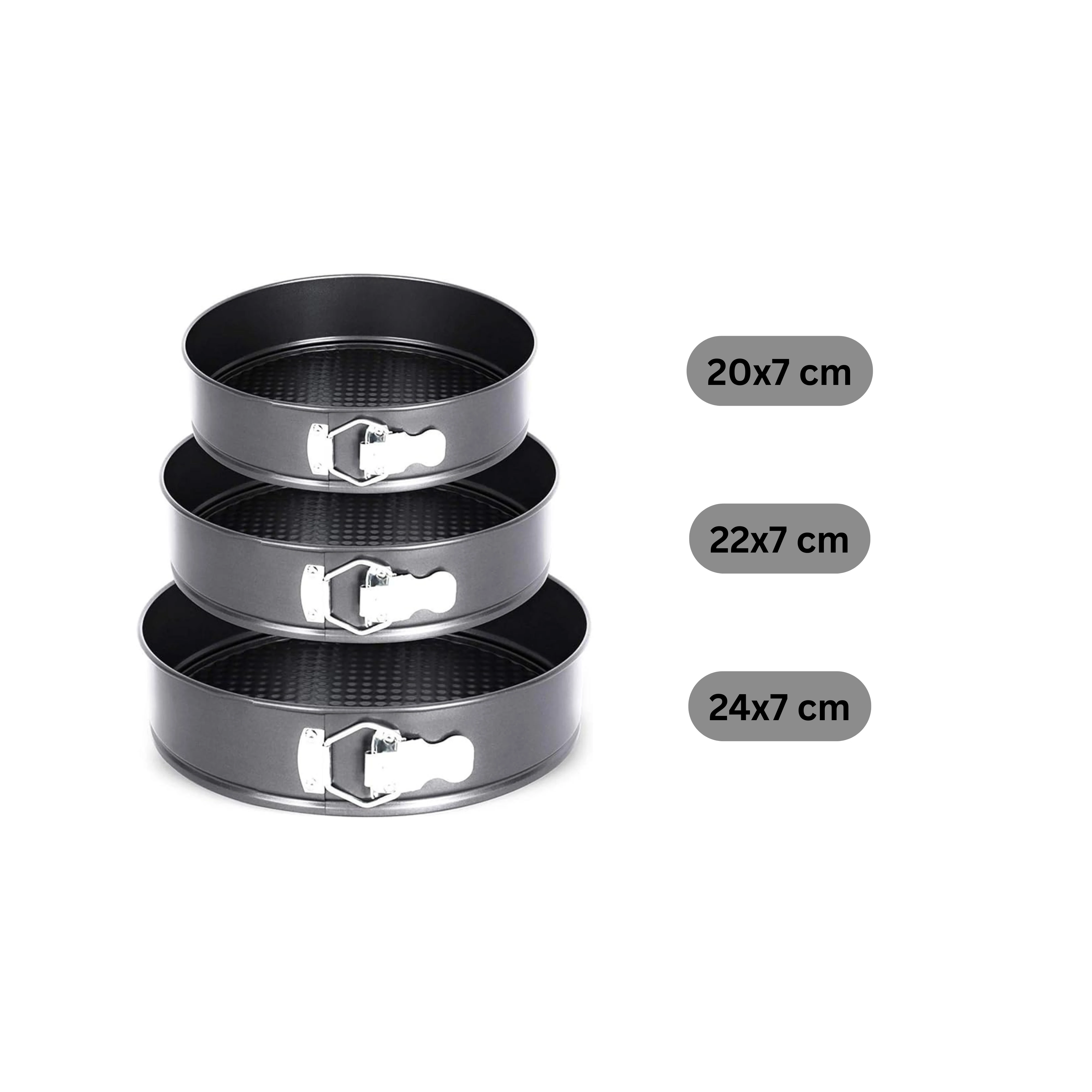 Round Teflon Coated Cake Mould 3pc/set with 7cm Depth - 18,20,22cm Wide — view 2
