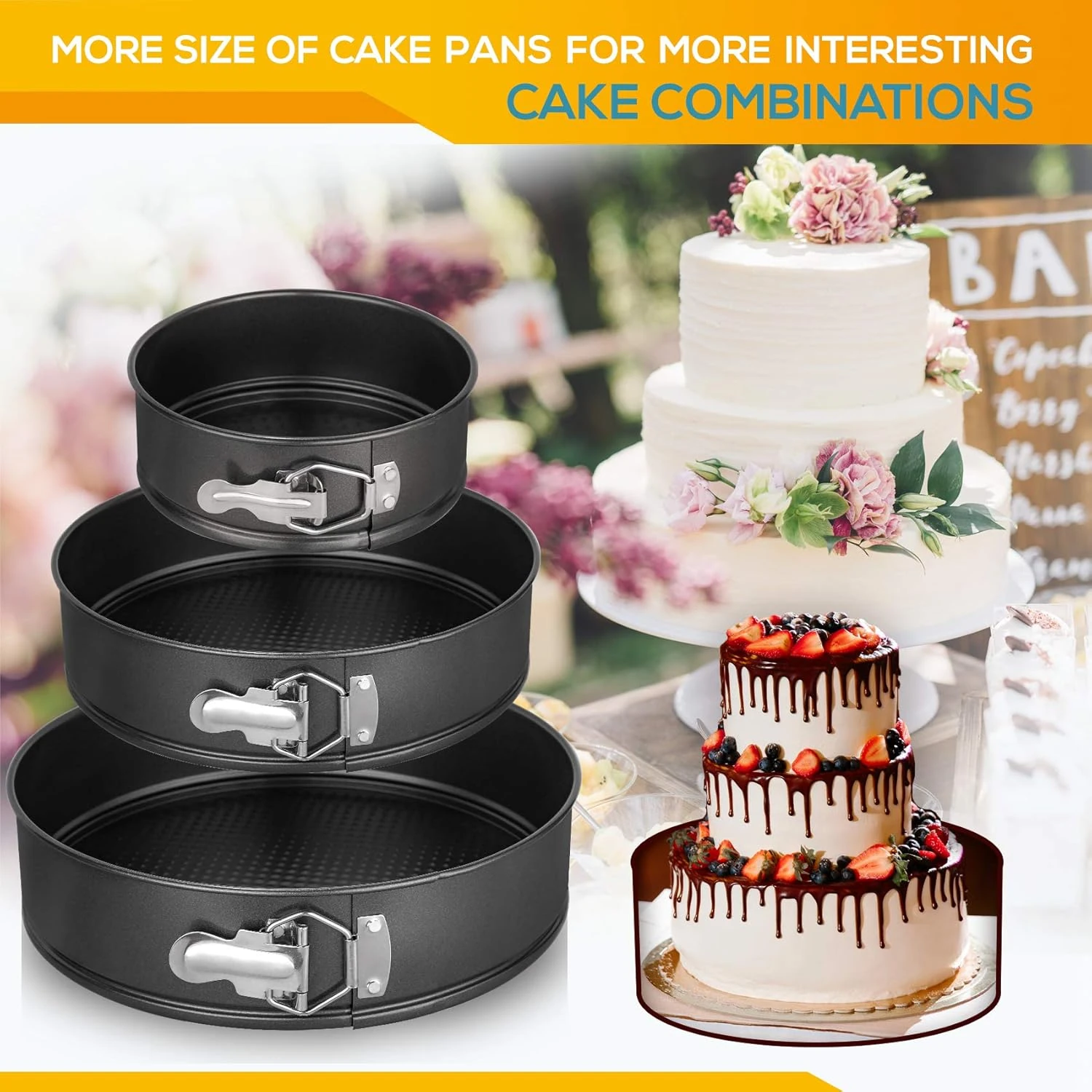 Round Teflon Coated Cake Mould 3pc/set with 7cm Depth - 18,20,22cm Wide — view 8