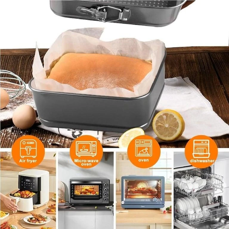 Square Teflon Coated Cake Mould 3pc/set with 7cm Depth - 20,22,24cm — view 5