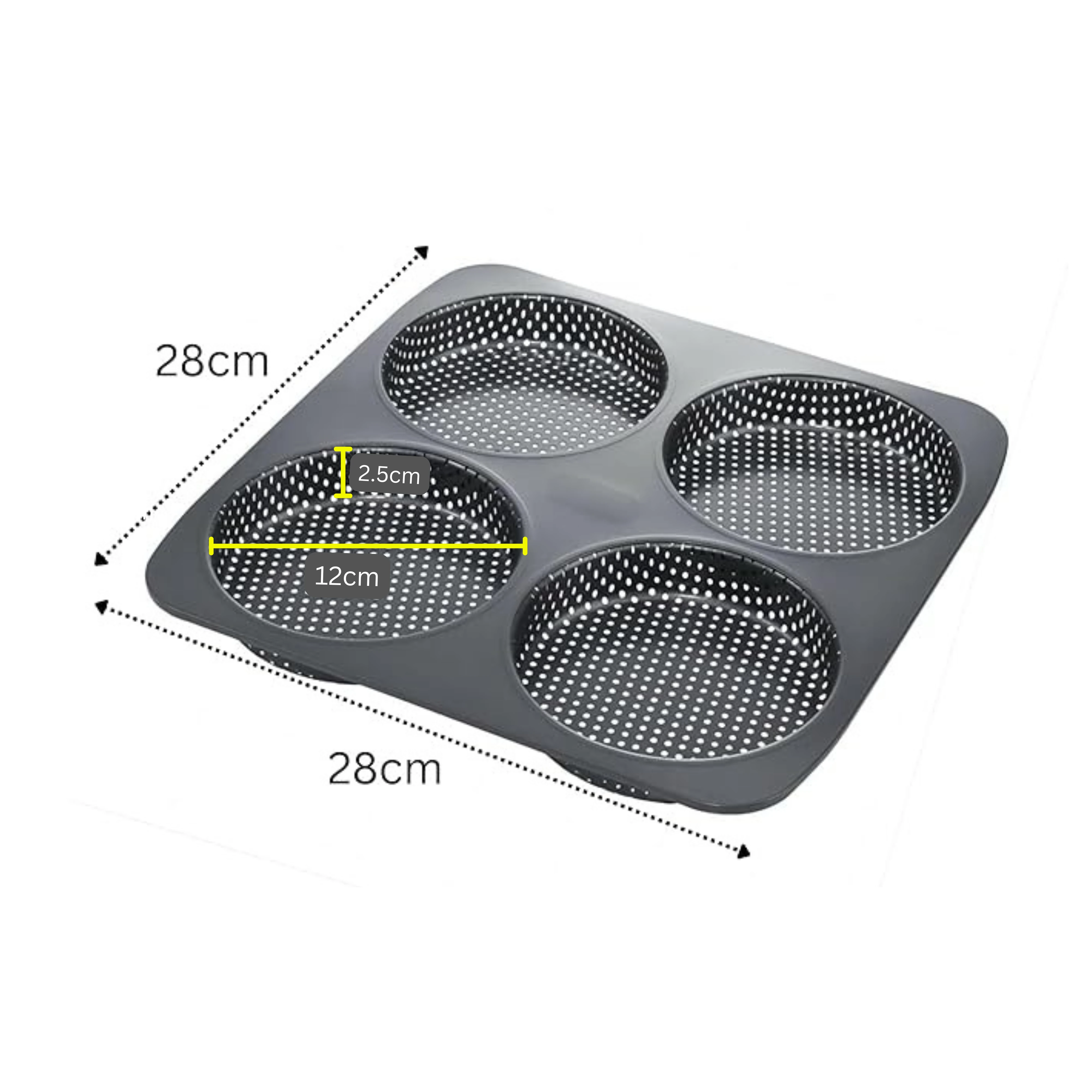 Pancake Shaped 4 Slots Teflon Coated Perforated Muffin Mould (Slot Size: 12x2.5cm) — view 2