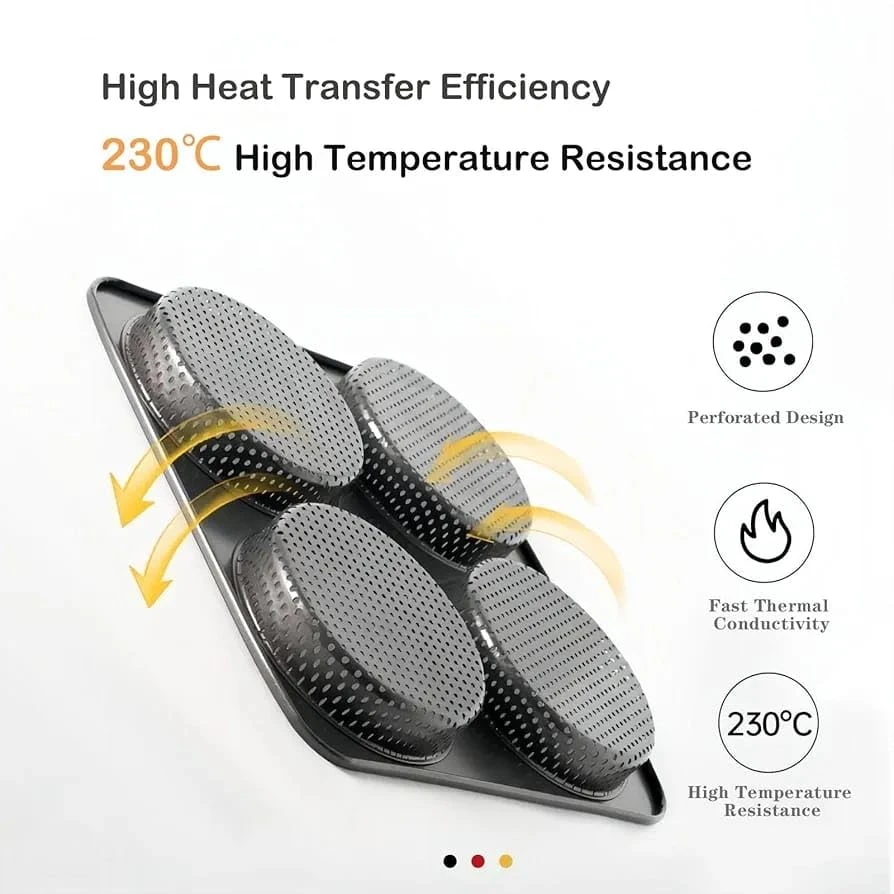 Pancake Shaped 4 Slots Teflon Coated Perforated Muffin Mould (Slot Size: 12x2.5cm) — view 6