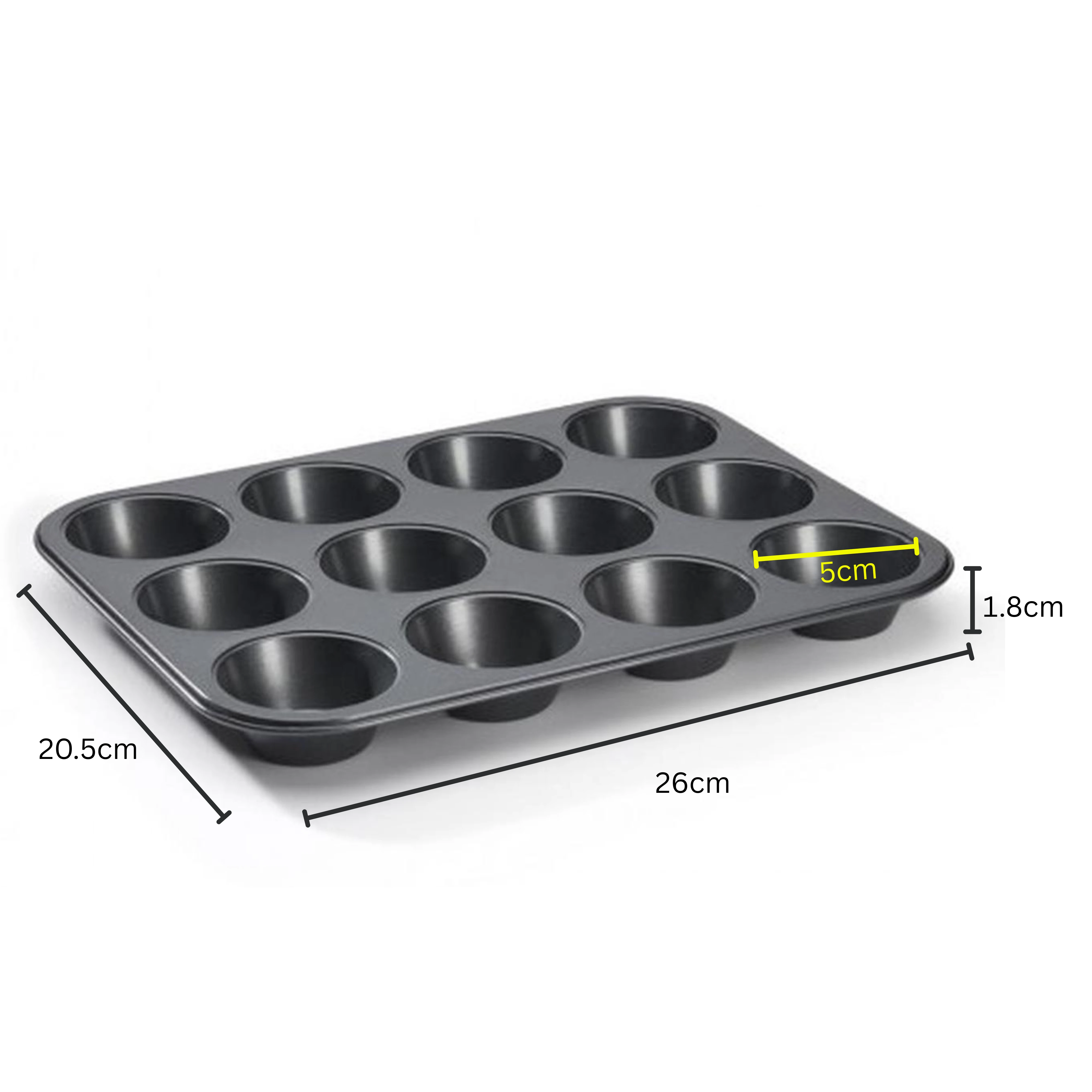Round 12 Small Slots Teflon Coated Muffin Mould (Slot Size: 5x1.8cm) — view 2