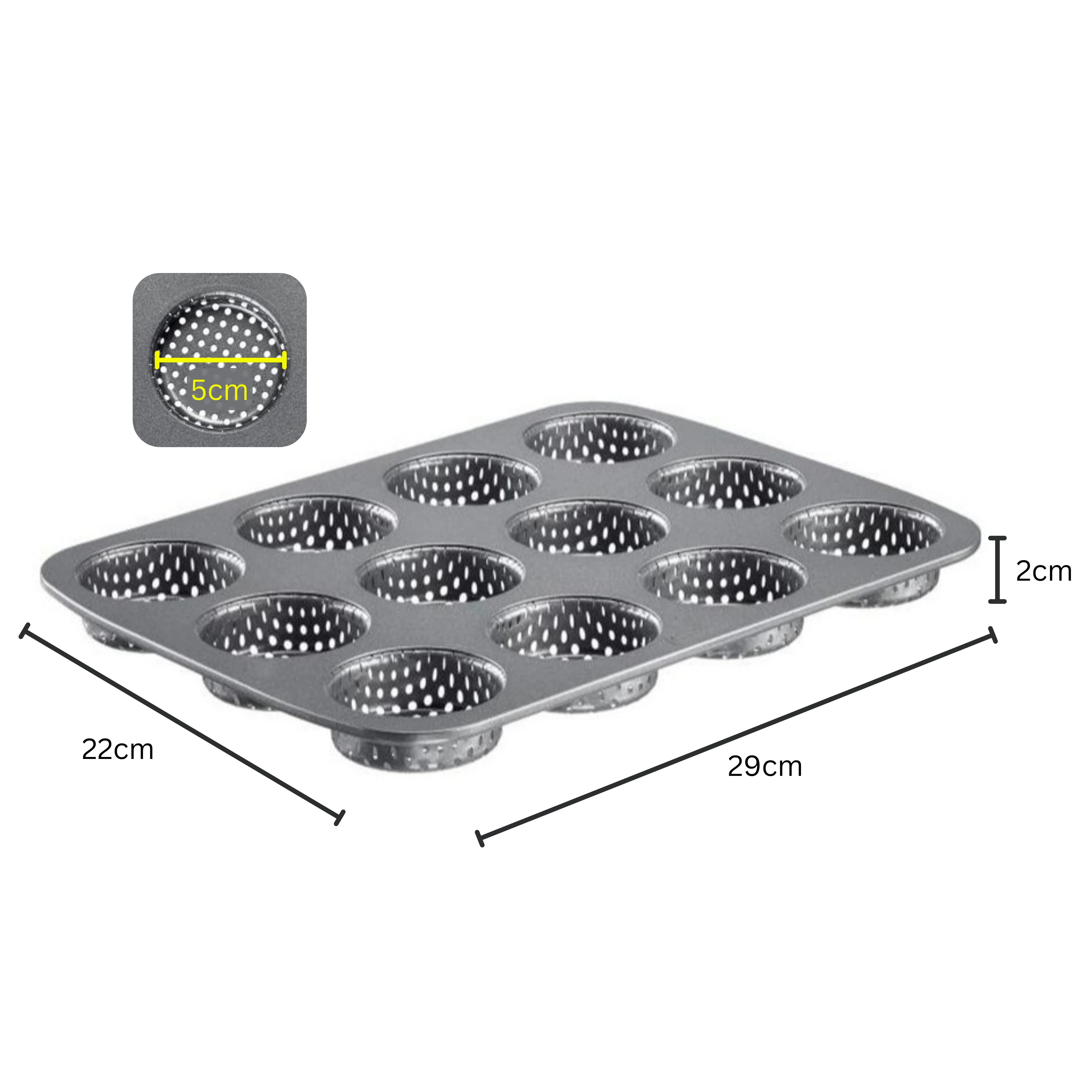 Round 12 Small Slots Teflon Coated Perforated Muffin Mould (Slot Size: 5.5x2cm) — view 2