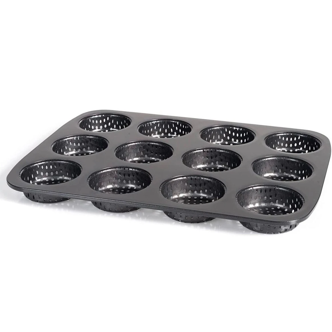 Round 12 Small Slots Teflon Coated Perforated Muffin Mould (Slot Size: 5.5x2cm) — view 6
