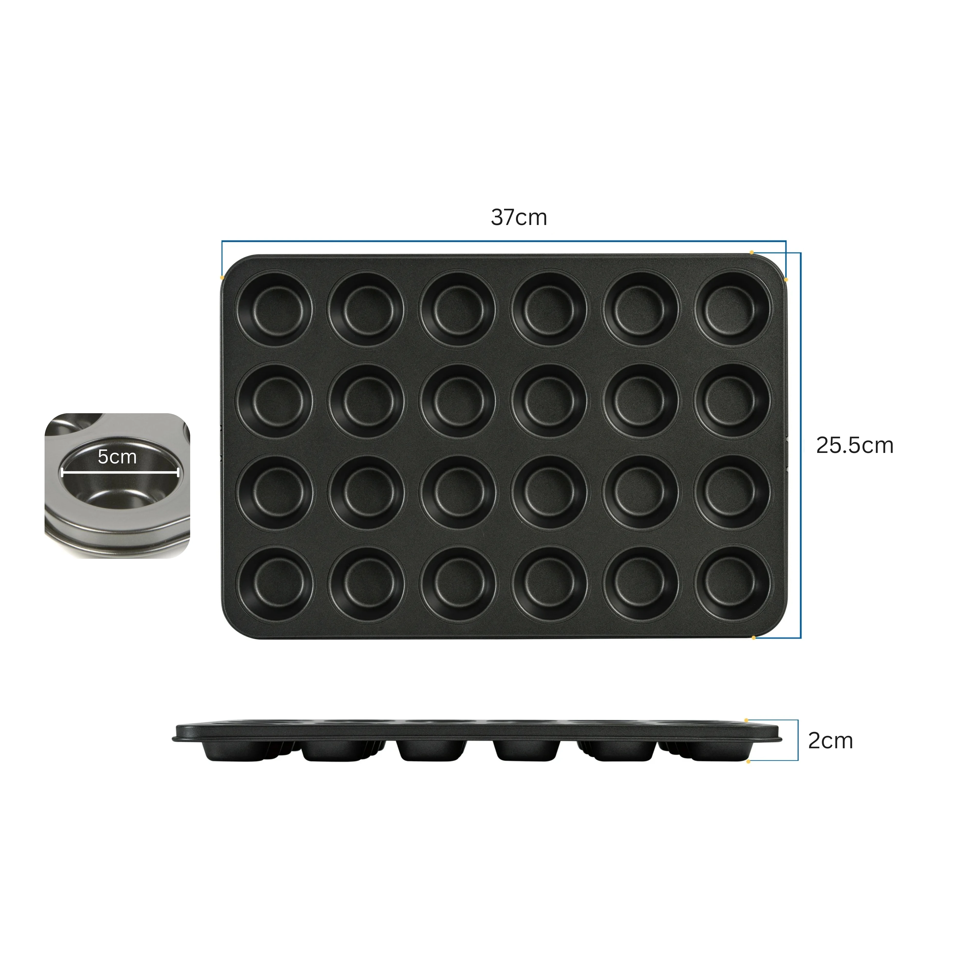 Round 24 Big Slots Teflon Coated Muffin Mould (Slot Size: 5x2cm) — view 2