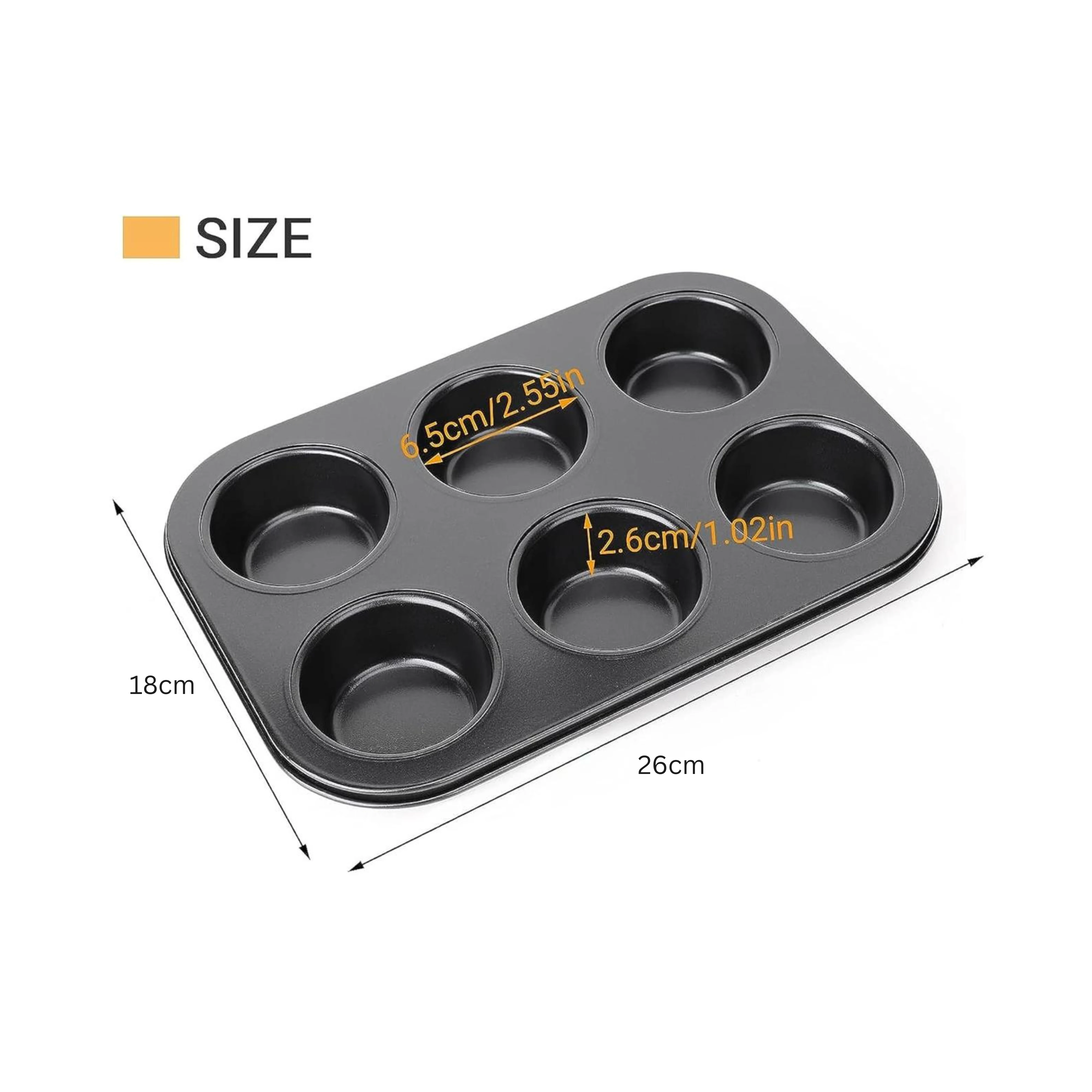 Round 6 Big Slots Teflon Coated Muffin Mould (Slot Size: 6.5x2.5cm) — view 2