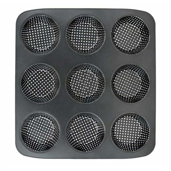 Round 9 Big Slots Teflon Coated Perforated Muffin Mould (Slot Size: 8x3cm) — view 7