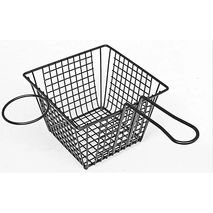Black Thick Metal Wire Starter Basket with Side Holder Rack