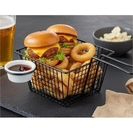 Black Thick Metal Wire Starter Basket with Side Holder Rack — view 3