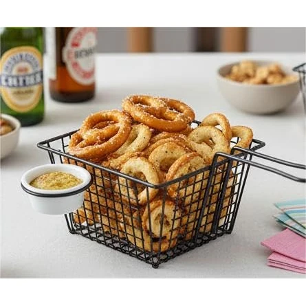 Black Thick Metal Wire Starter Basket with Side Holder Rack — view 4