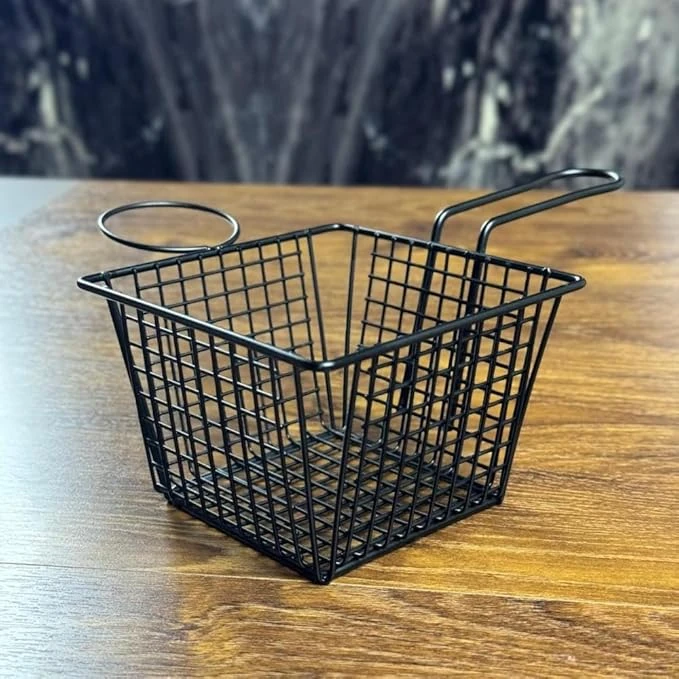 Black Thick Metal Wire Starter Basket with Side Holder Rack — view 6