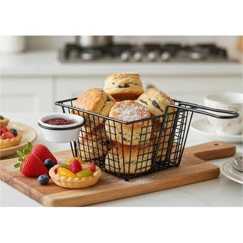 Black Thick Metal Wire Starter Basket with Side Holder Rack — view 7