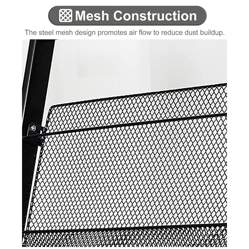MS Black Magazine/News Paper Stand 3 Levels with Back Support & Rotating Wheels — view 6