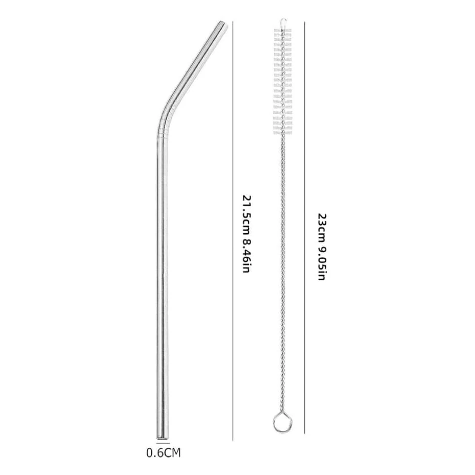 SS Curved Straw 6mm - 7pp (6 Straw + 1 Brush Cleaner) — view 2